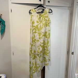 Bcbg Floral watercolor print Sleeveless Asymmetrical Dress - Green